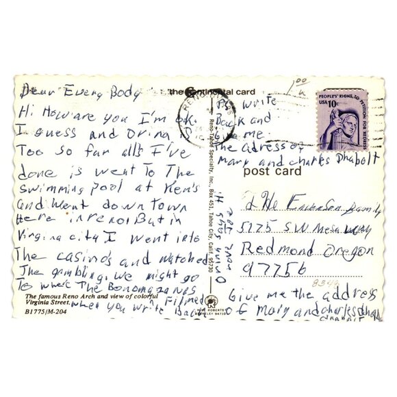 Colorful Reno At Night Postcard Reno Arch Virginia St 1970s Design Gambling Tour - Picture 2 of 2